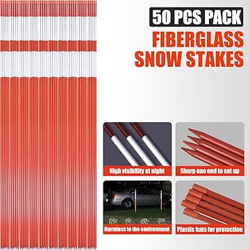 50-Pack Fiberglass Snow Stakes, 117 cm