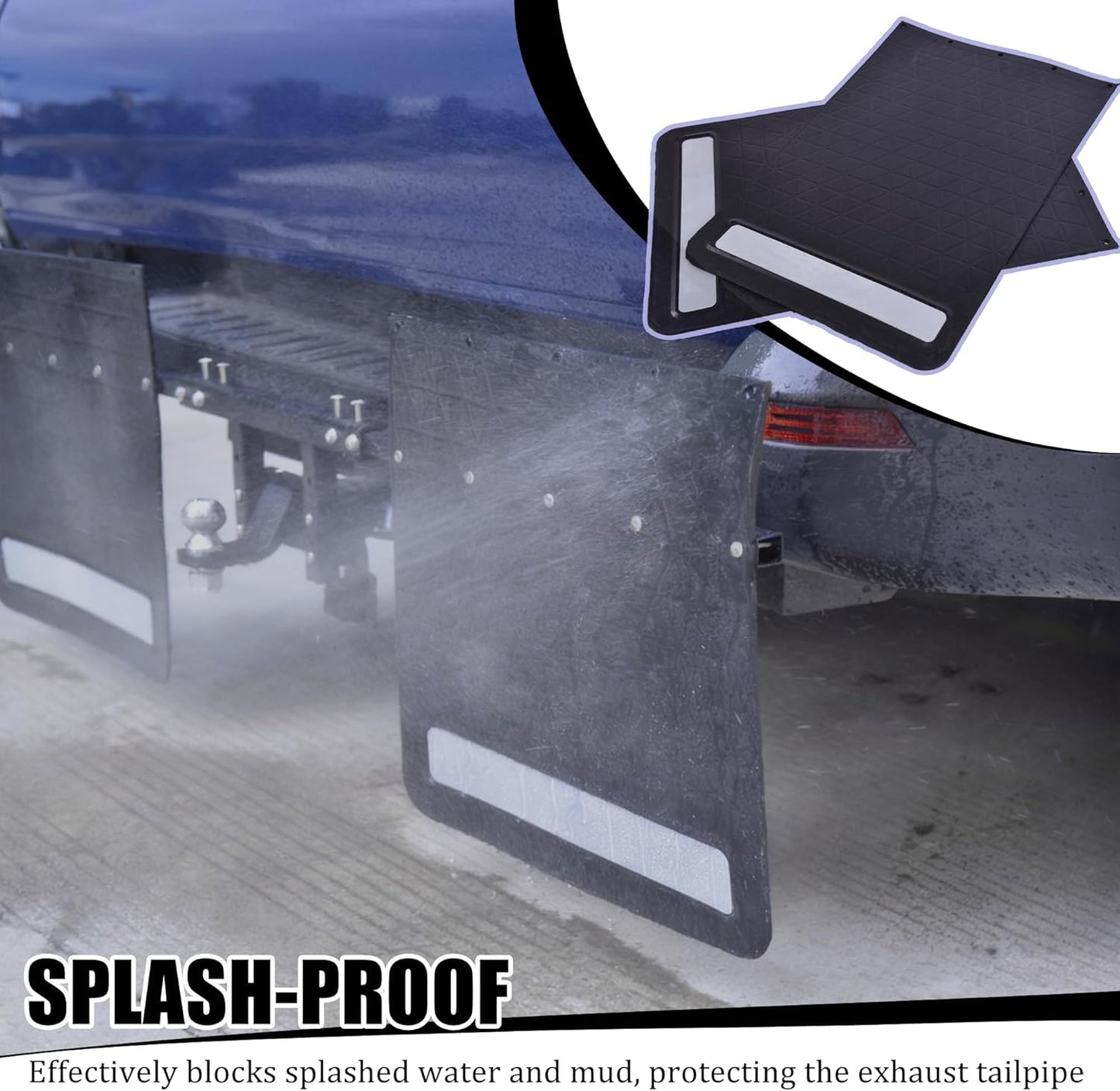 Rubber Mud Flaps with Adjustable Hitch-Mounted System