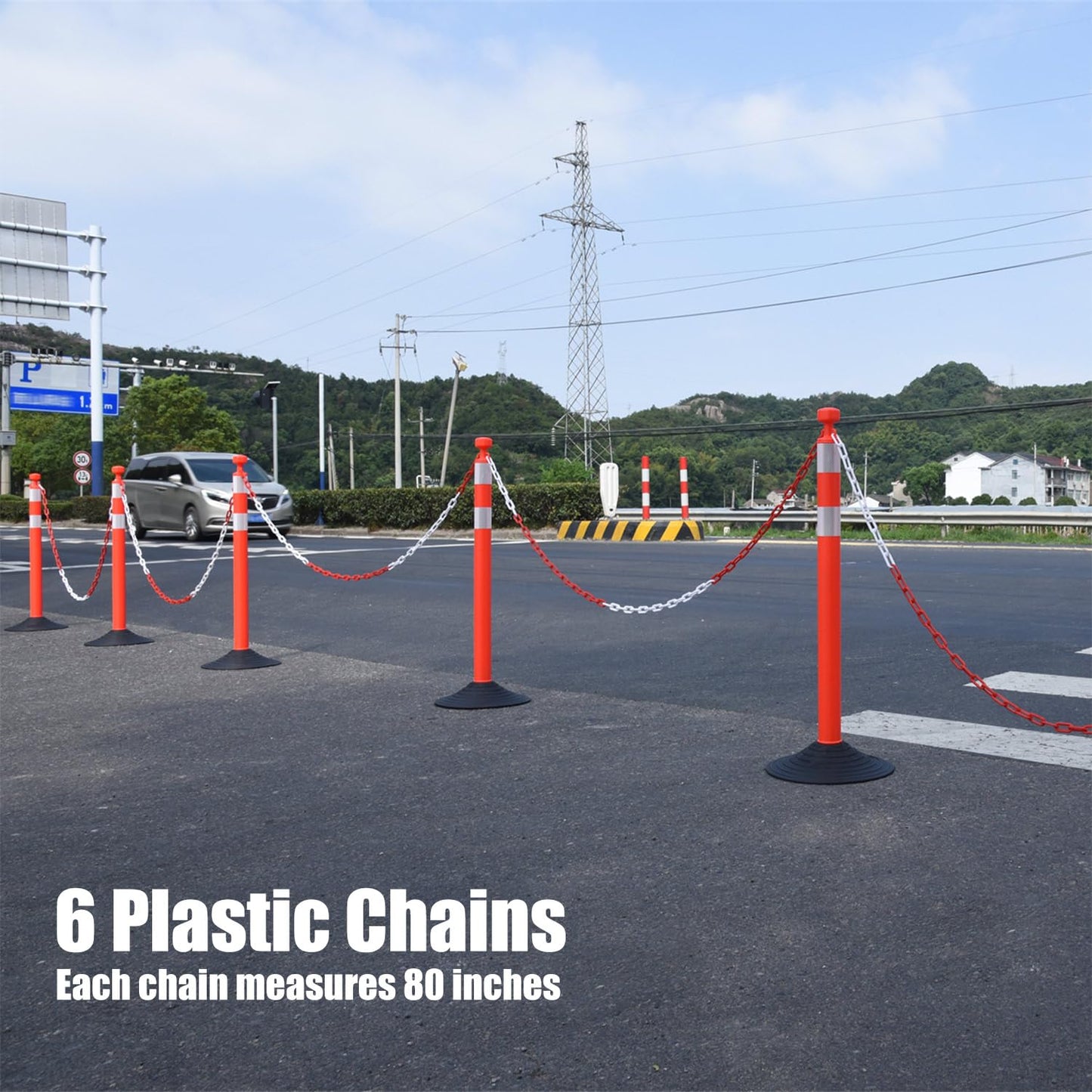 6-Pack Chain Post Set with Fillable Bases