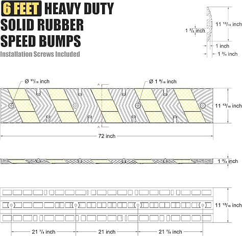 Heavy Duty Rubber Speed Bump Hump - packaging and contents