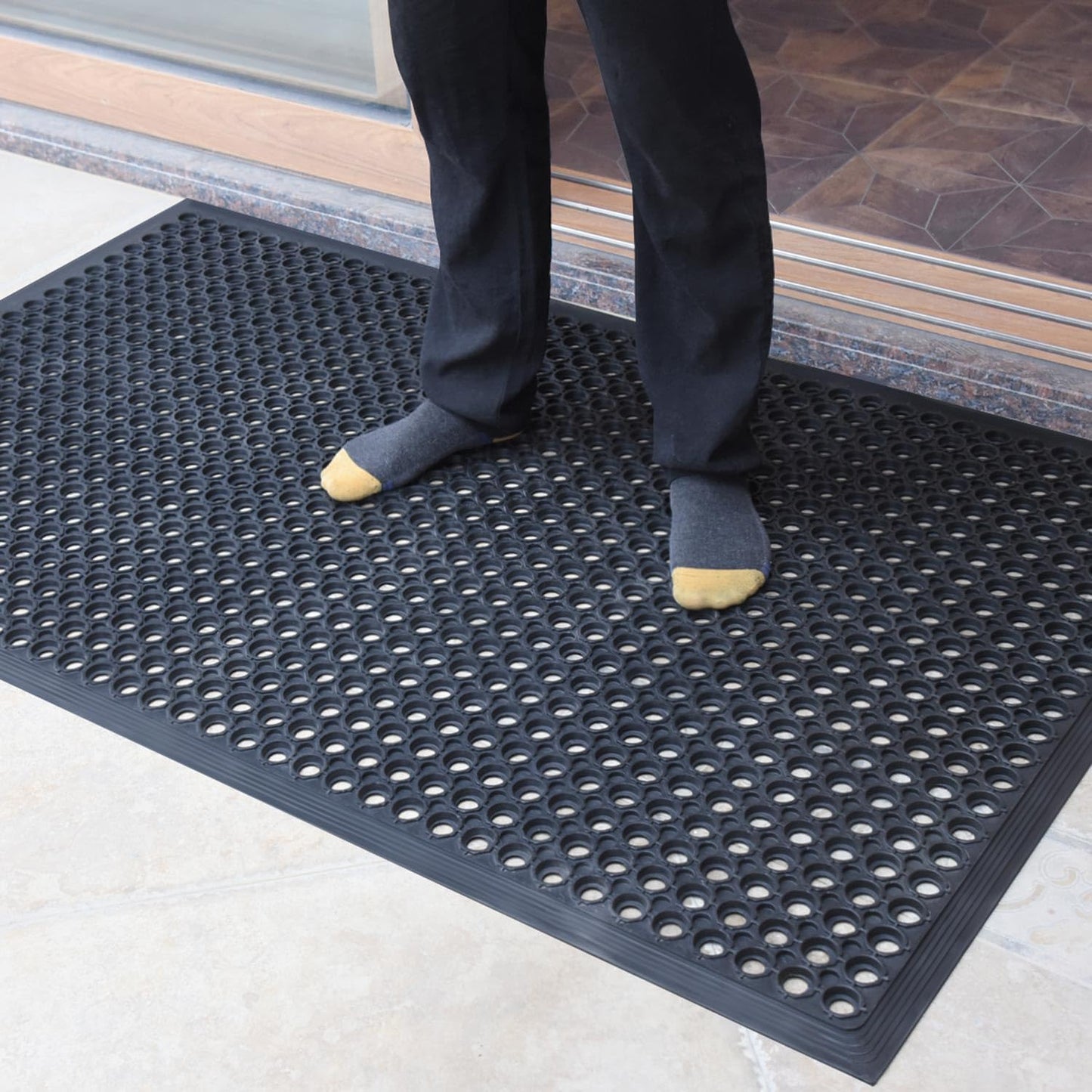 Rubber Anti-Slip Mat with Holes for Doorway Kitchen Bathroom Bar Outdoor
