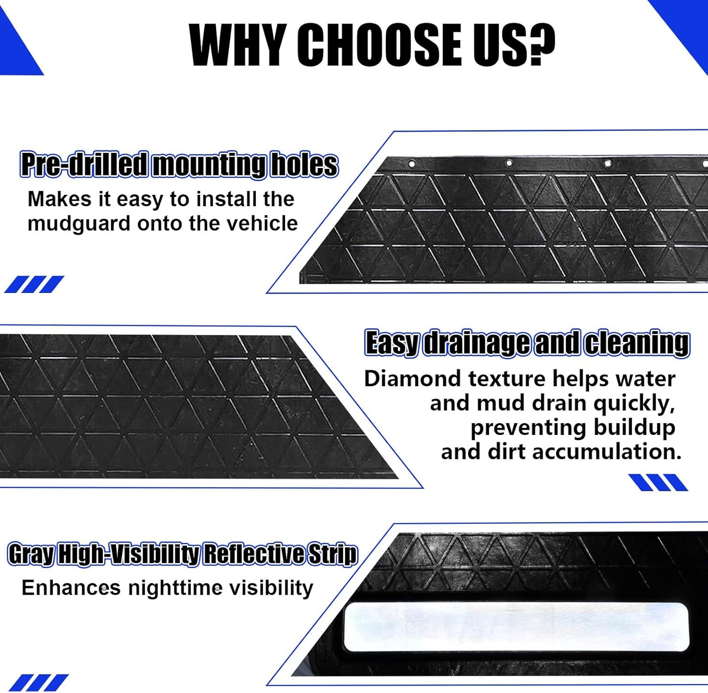Rubber Mud Flaps with Adjustable Hitch-Mounted System