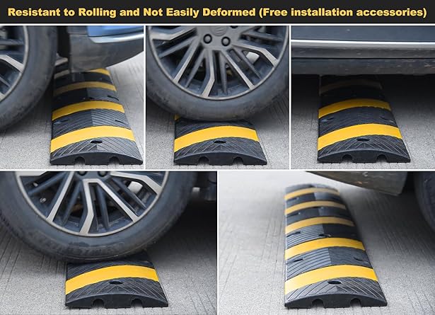 Heavy Duty Rubber Speed Bump Hump - with accessories