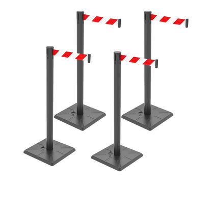 4-Pack 10ft Retractable Belt Stanchion Barriers