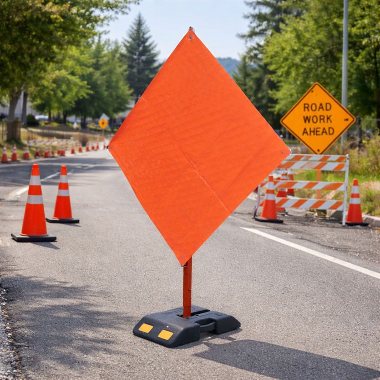 Roll-Up Sign Stand with Weighted Rubber Base
