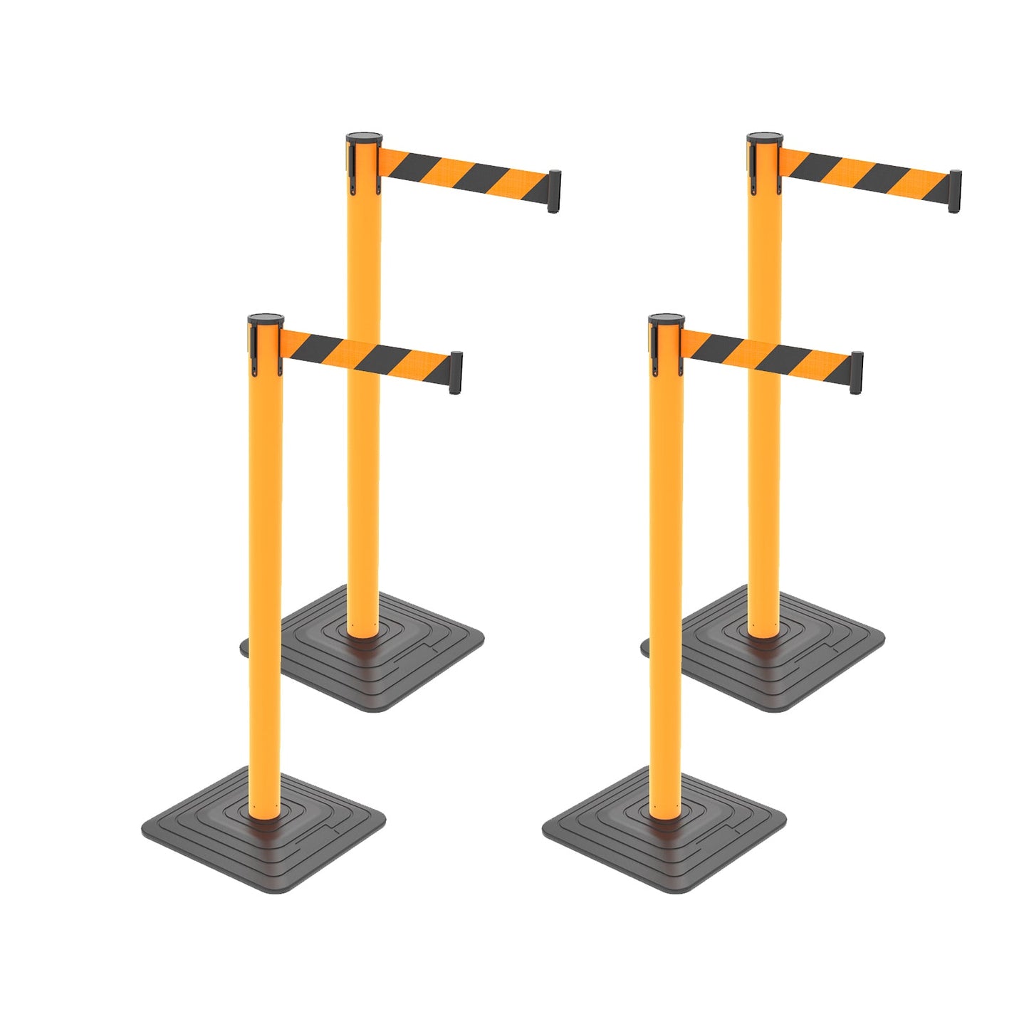 4-Pack 10ft Retractable Belt Stanchion Barriers