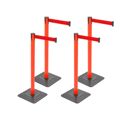 4-Pack Retractable Belt Barriers with Caution Message