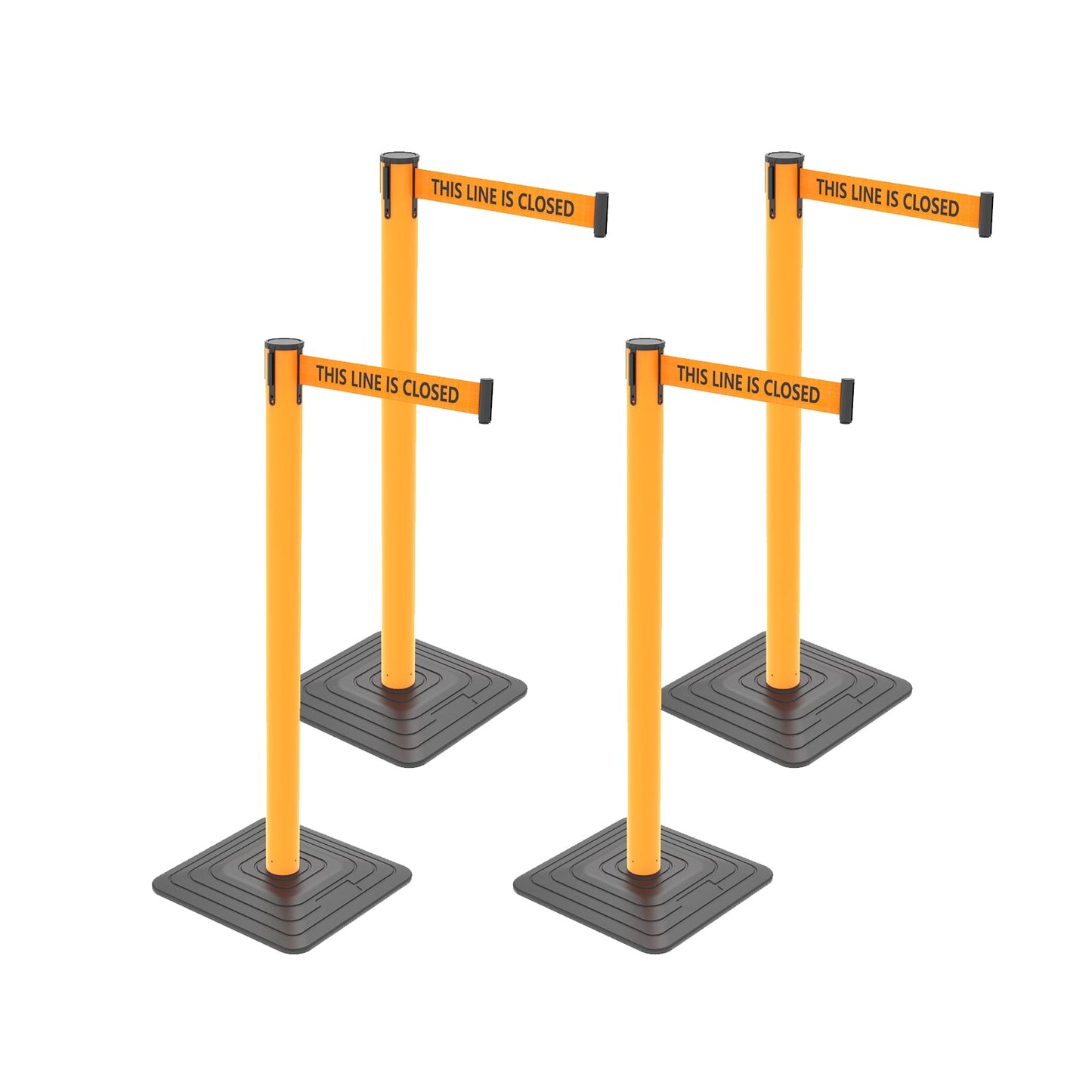4-Pack 10ft Retractable Belt Stanchion Barriers