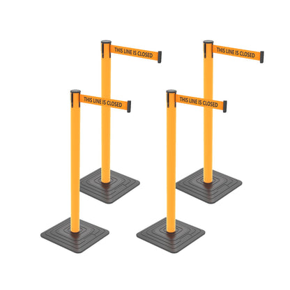 4-Pack 10ft Retractable Belt Stanchion Barriers