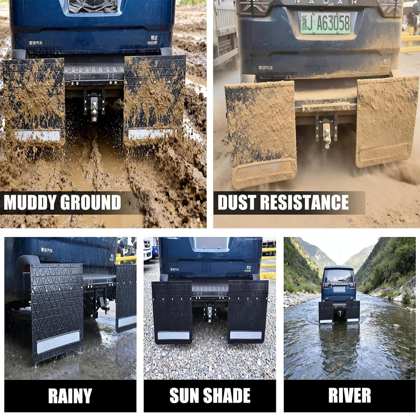 2-Pack Adjustable Hitch Mud Flaps for Trucks and Trailers