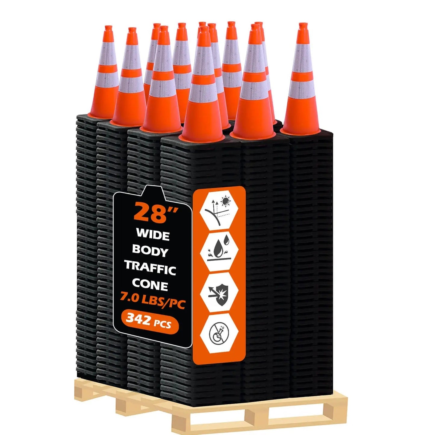 Wide Body MUTCD Traffic Cone - in use on site