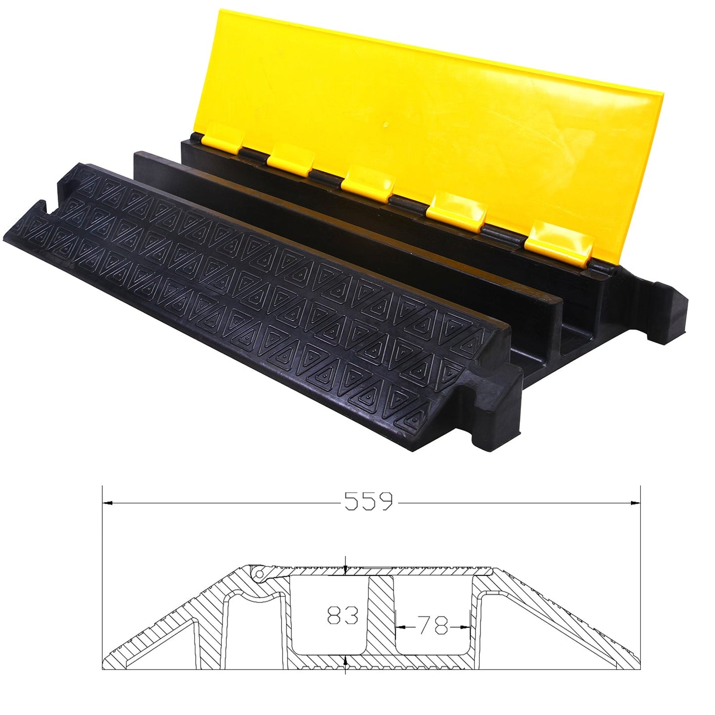 2/3/5-Channel Rubber Cable Protector Ramp