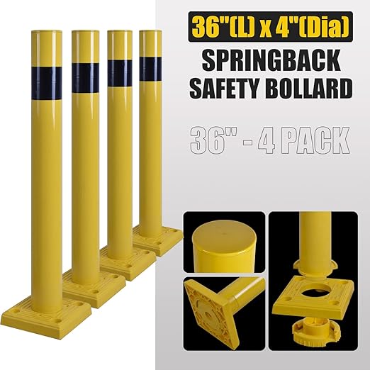 Spring-Back Safety Bollard, 4-Pack