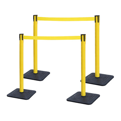 4-Pack Retractable Belt Barriers with Caution Message