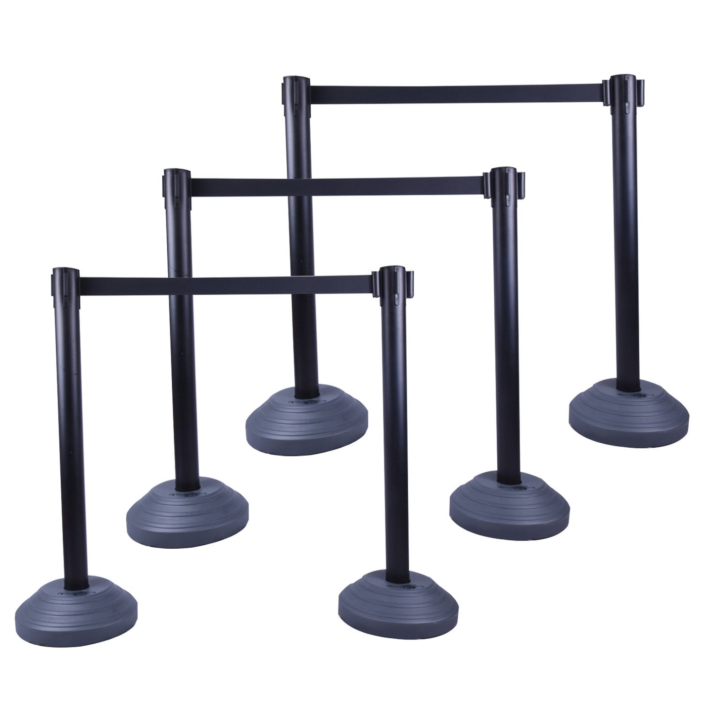 Retractable Belt Barrier with Water-Filled Base,Yellow/Black High Visibility for Crowd Control, Event Management, Hazard Warning, Portable Outdoor Safety Fence