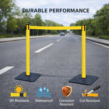 4-Pack Retractable Belt Barriers with Caution Message