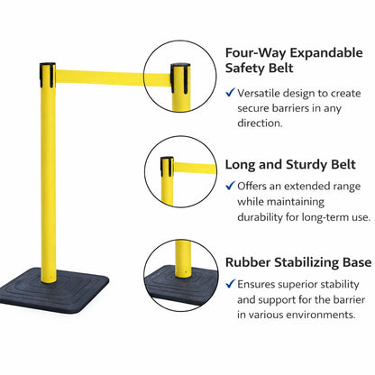 4-Pack Retractable Belt Barriers with Caution Message