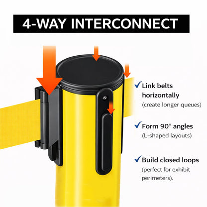 4-Pack Retractable Belt Barriers with Caution Message