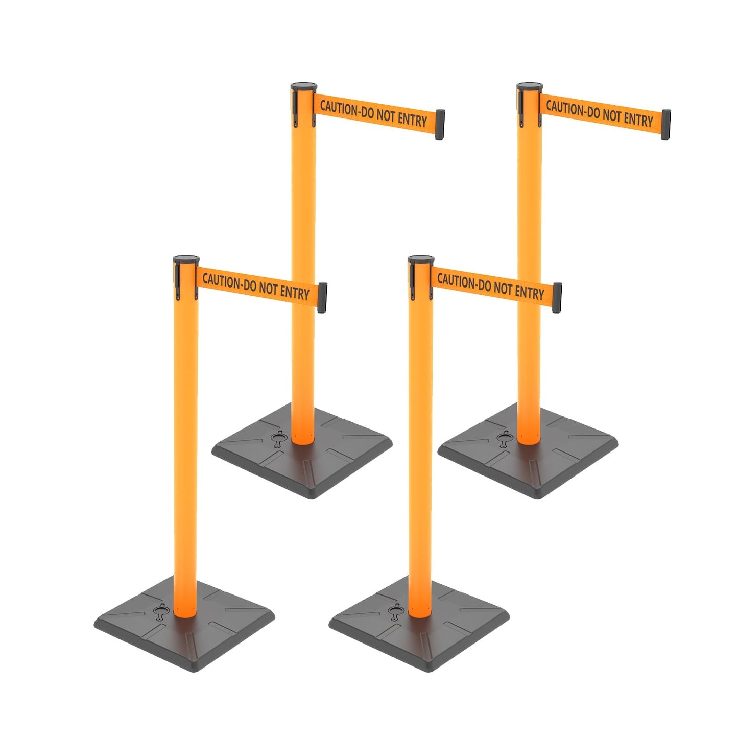 4-Pack Retractable Belt Barriers with Caution Message