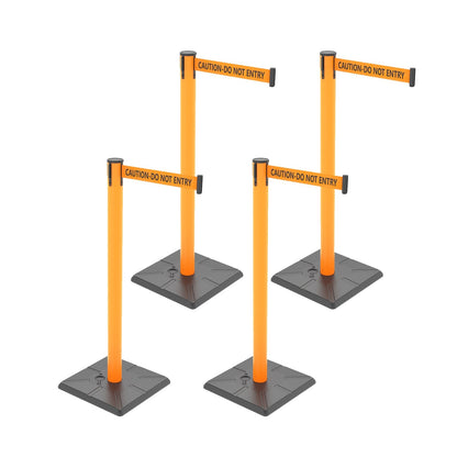 4-Pack Retractable Belt Barriers with Caution Message