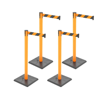 4-Pack Retractable Belt Barriers with Caution Message
