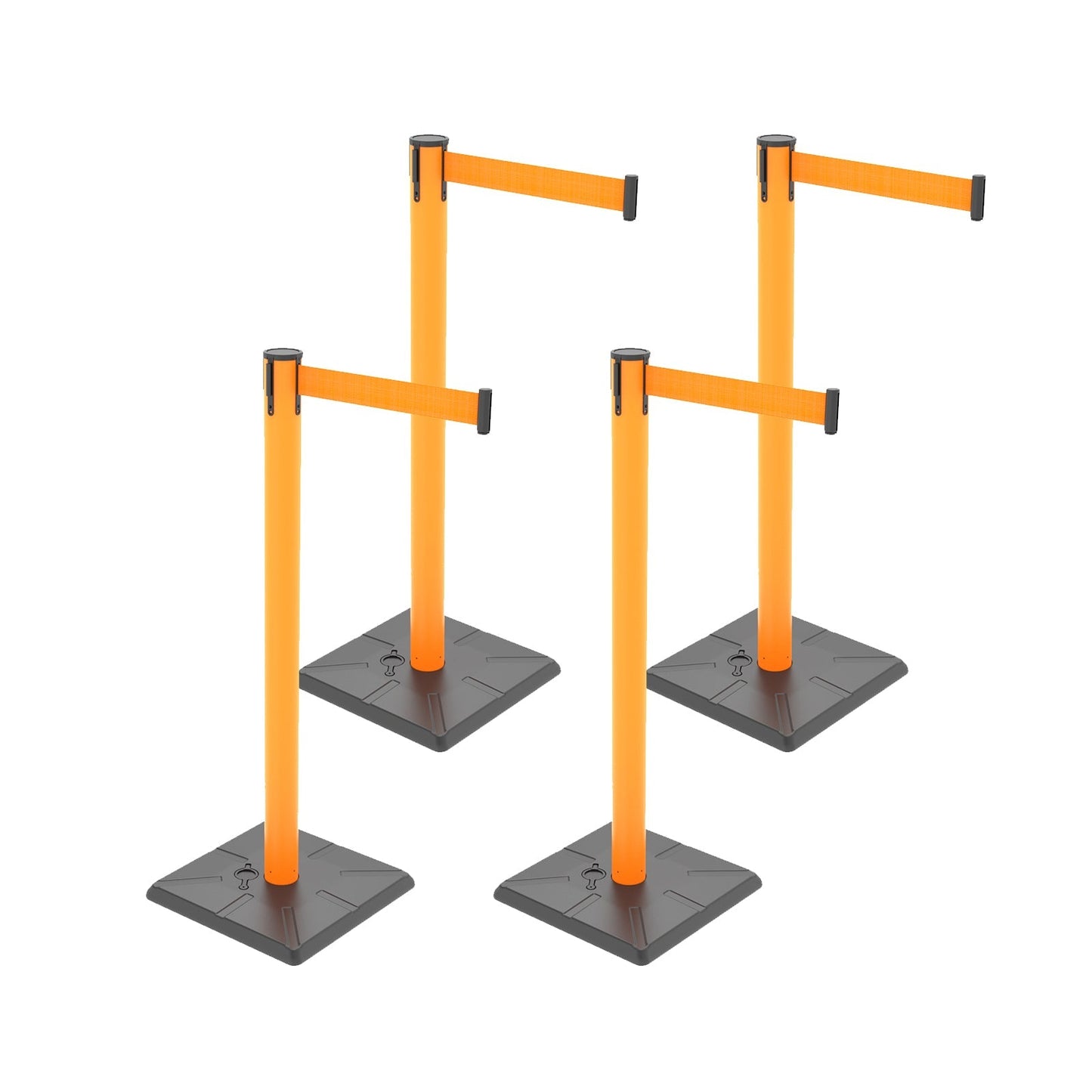 4-Pack Retractable Belt Barriers with Caution Message