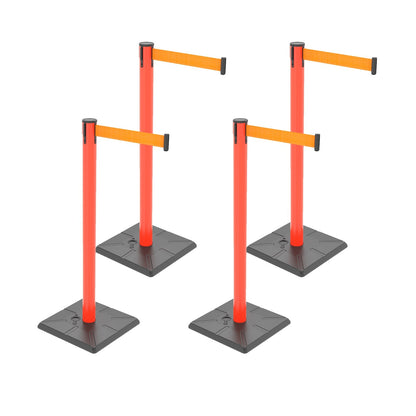 4-Pack Retractable Belt Barriers with Caution Message
