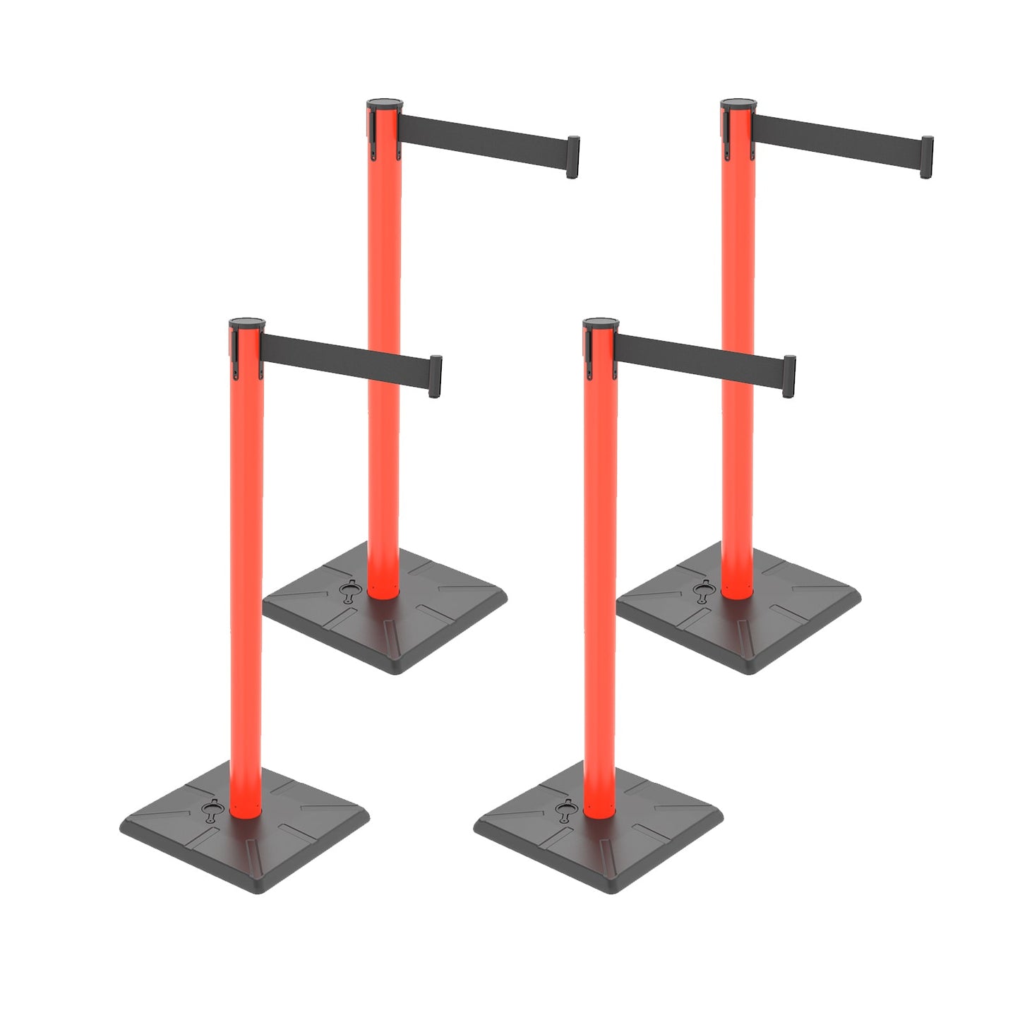 4-Pack Retractable Belt Barriers with Caution Message