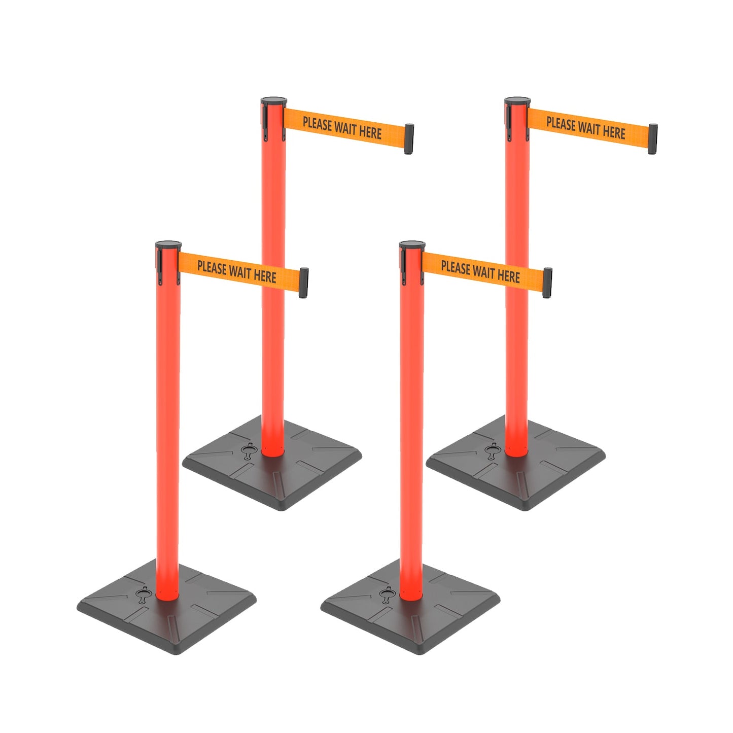 4-Pack 10ft Retractable Belt Stanchion Barriers