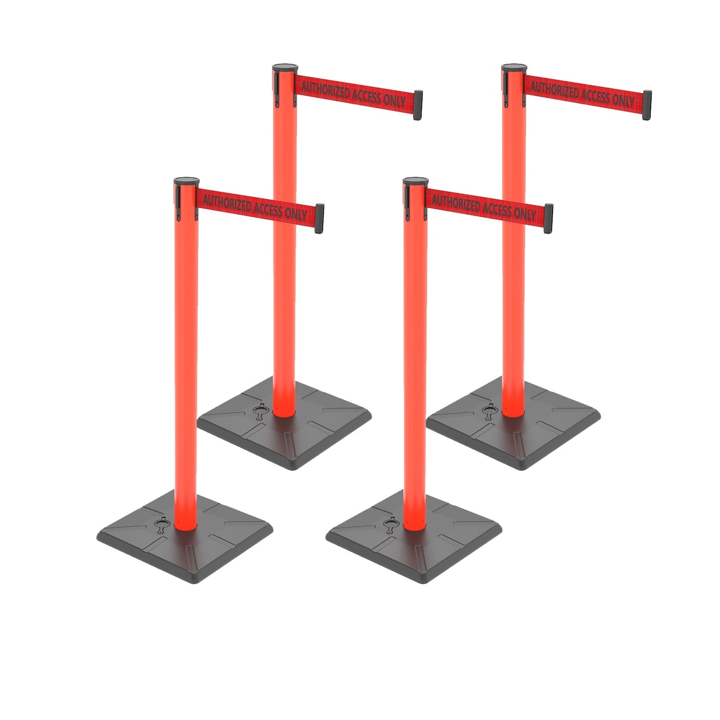 4-Pack 10ft Retractable Belt Stanchion Barriers