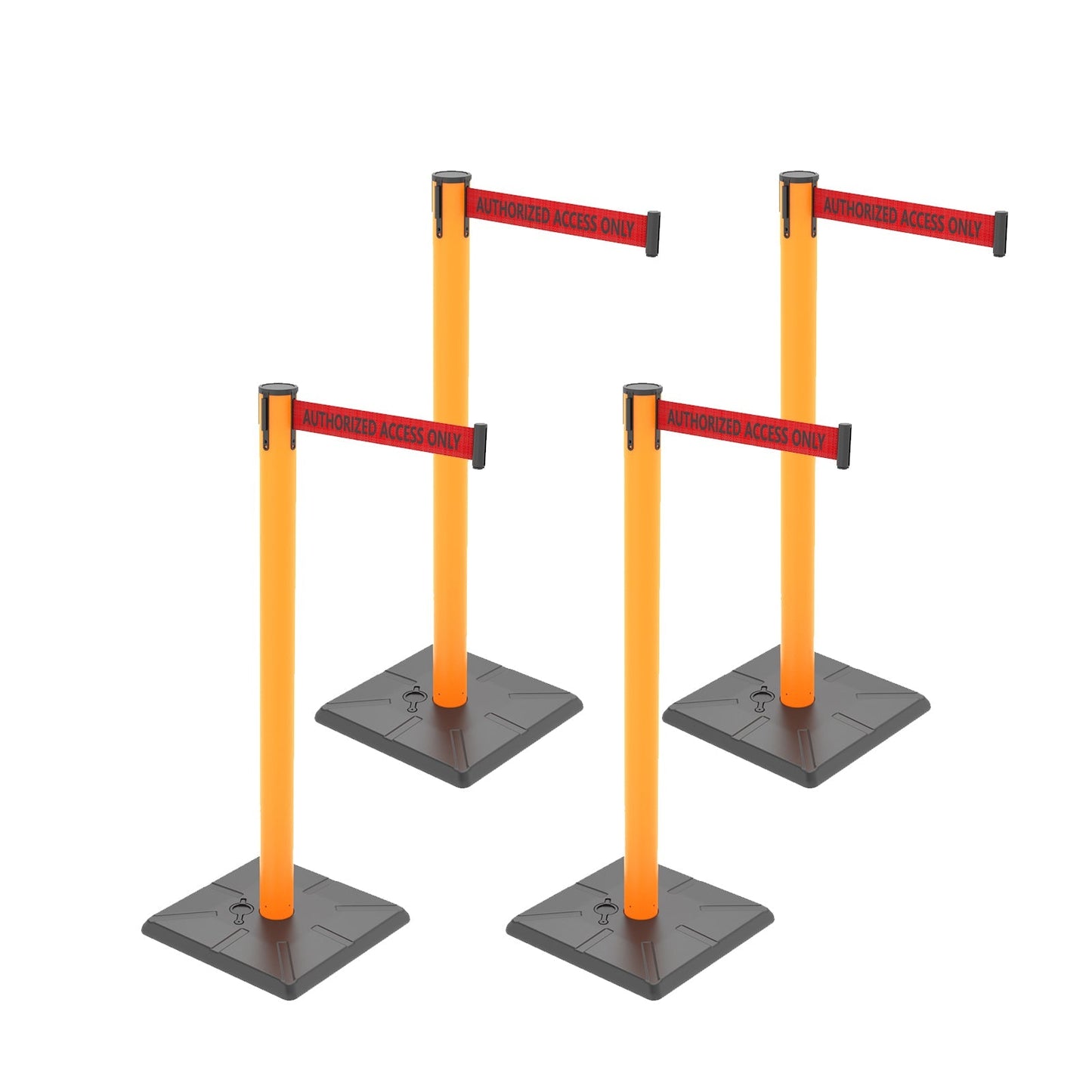 4-Pack Retractable Belt Barriers with Caution Message