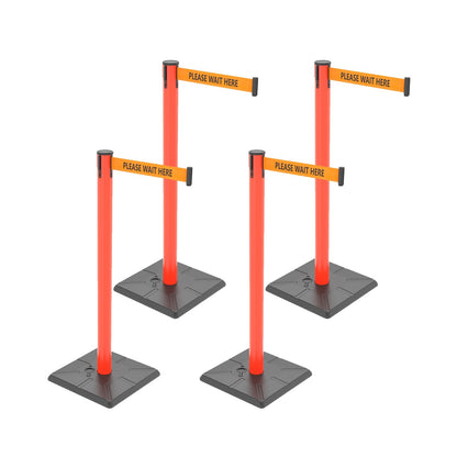 4-Pack Retractable Belt Barriers with Caution Message