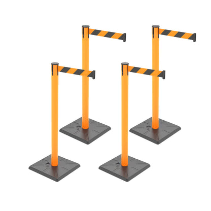 4-Pack 10ft Retractable Belt Stanchion Barriers
