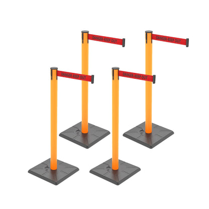 4-Pack 10ft Retractable Belt Stanchion Barriers
