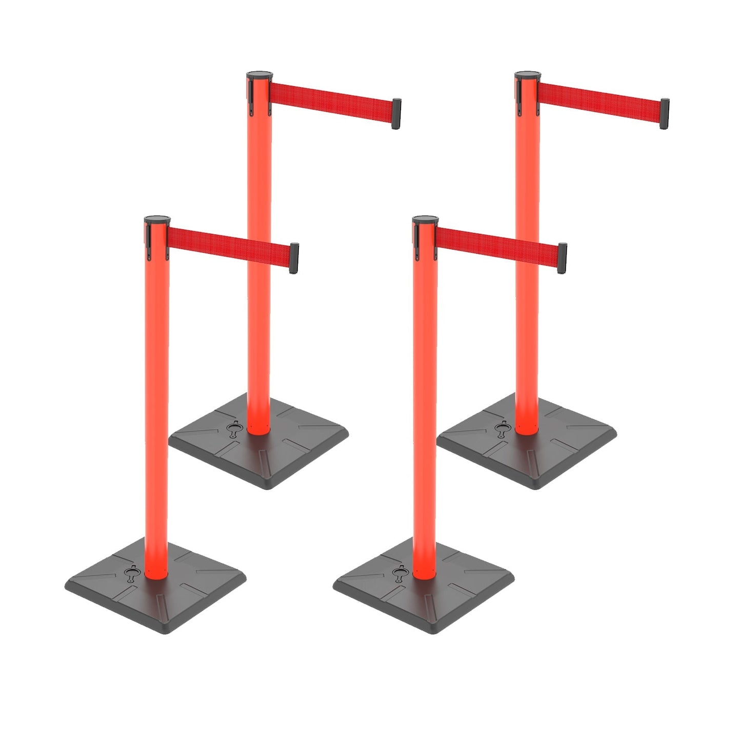 4-Pack Retractable Belt Barriers with Caution Message