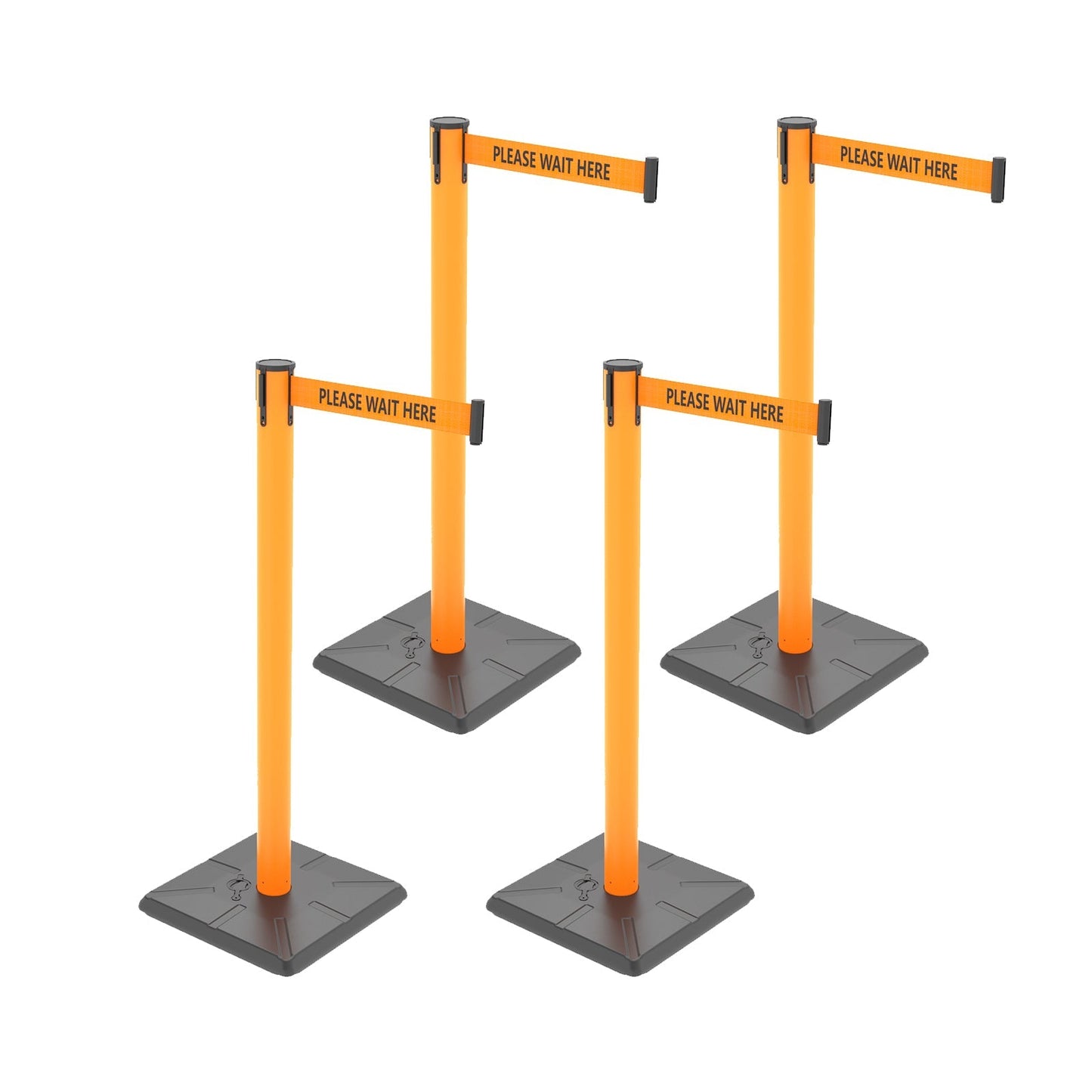 4-Pack Retractable Belt Barriers with Caution Message