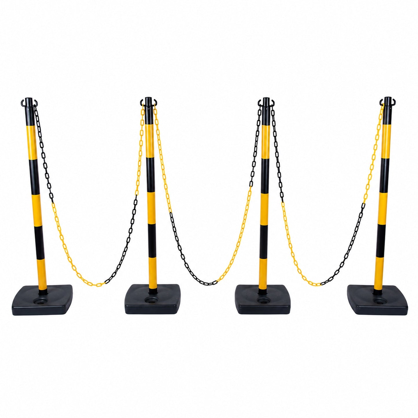 4 pcs Delineator Post Set with Rubber Base and Chain