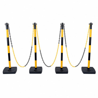 4 pcs Delineator Post Set with Rubber Base and Chain
