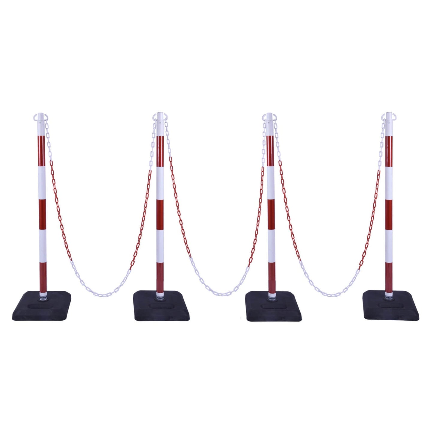 4 pcs Delineator Post Set with Rubber Base and Chain
