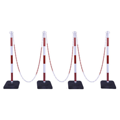 4 pcs Delineator Post Set with Rubber Base and Chain