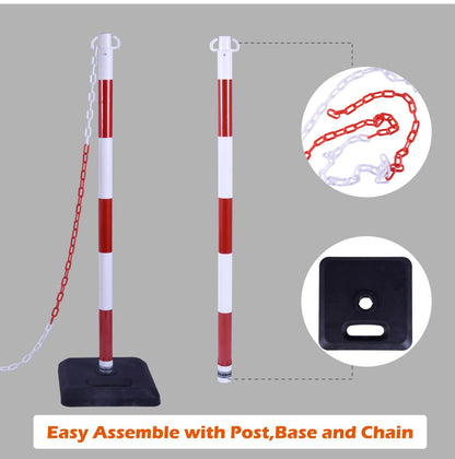 4 pcs Delineator Post Set with Rubber Base and Chain