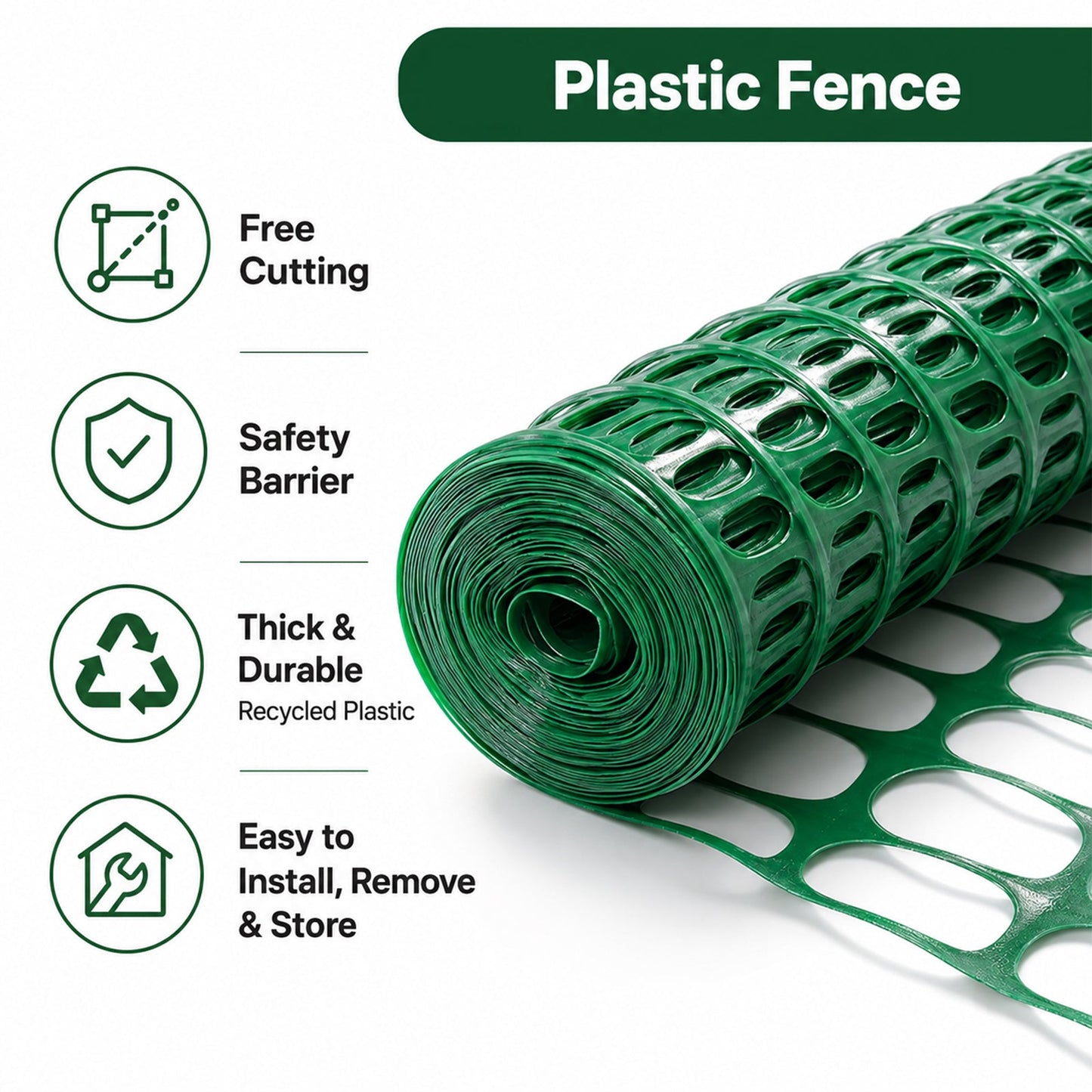 40 in × 200 ft Plastic Safety Barrier Mesh Fence Kit