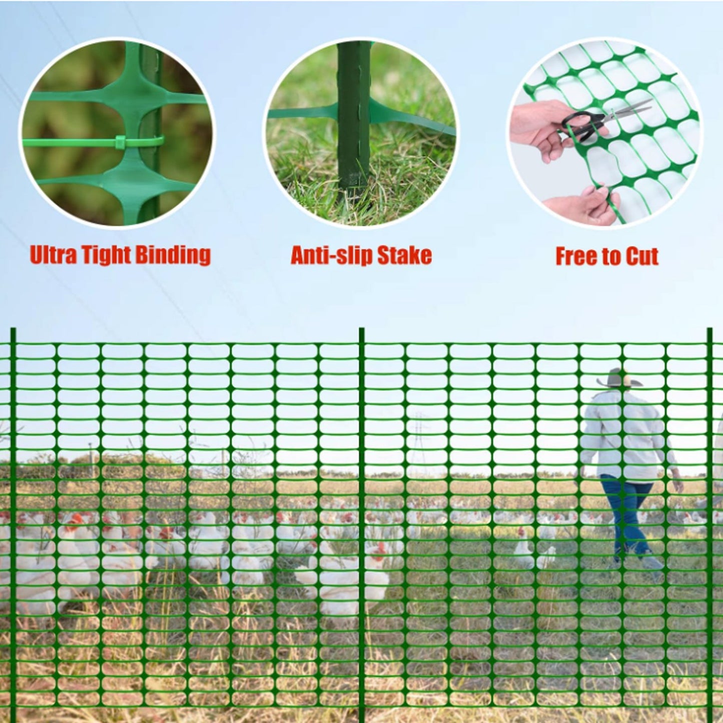 40 in × 200 ft Plastic Safety Barrier Mesh Fence Kit