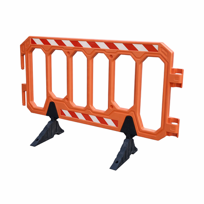 152 cm Orange Connectable Crowd Barrier with Rubber Base