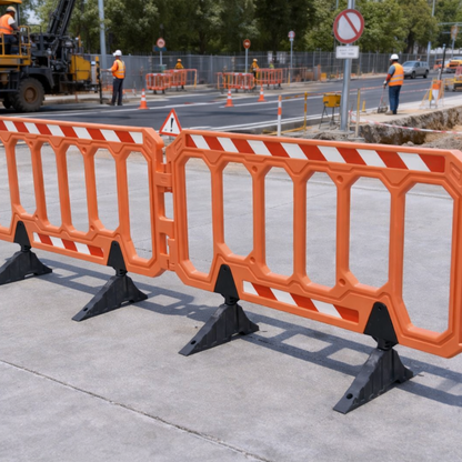 152 cm Orange Connectable Crowd Barrier with Rubber Base