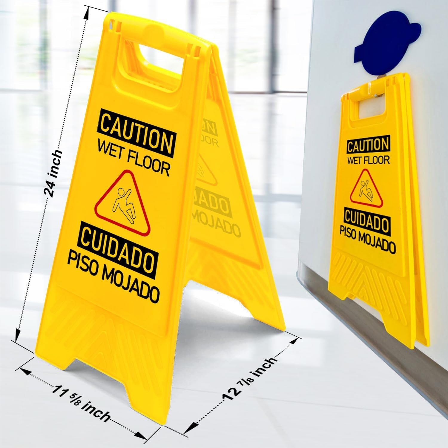 Caution Wet Floor Signs - top-down view