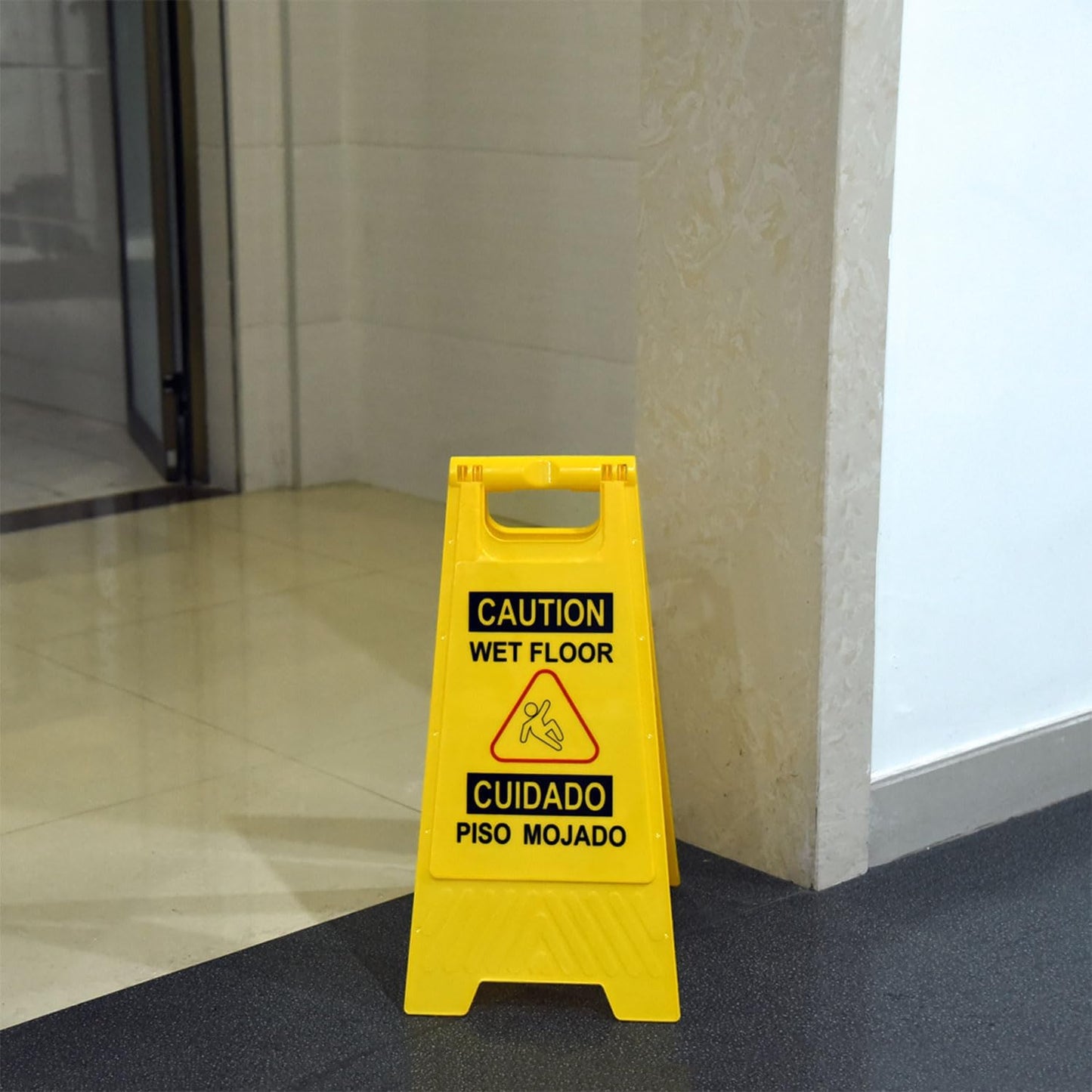 12 pcs Caution Wet Floor Sign, Folding Safety Stand
