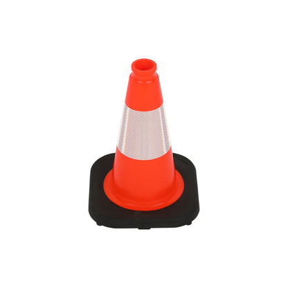 Heavy-Duty Black Base Traffic Cones with Reflective Stripe