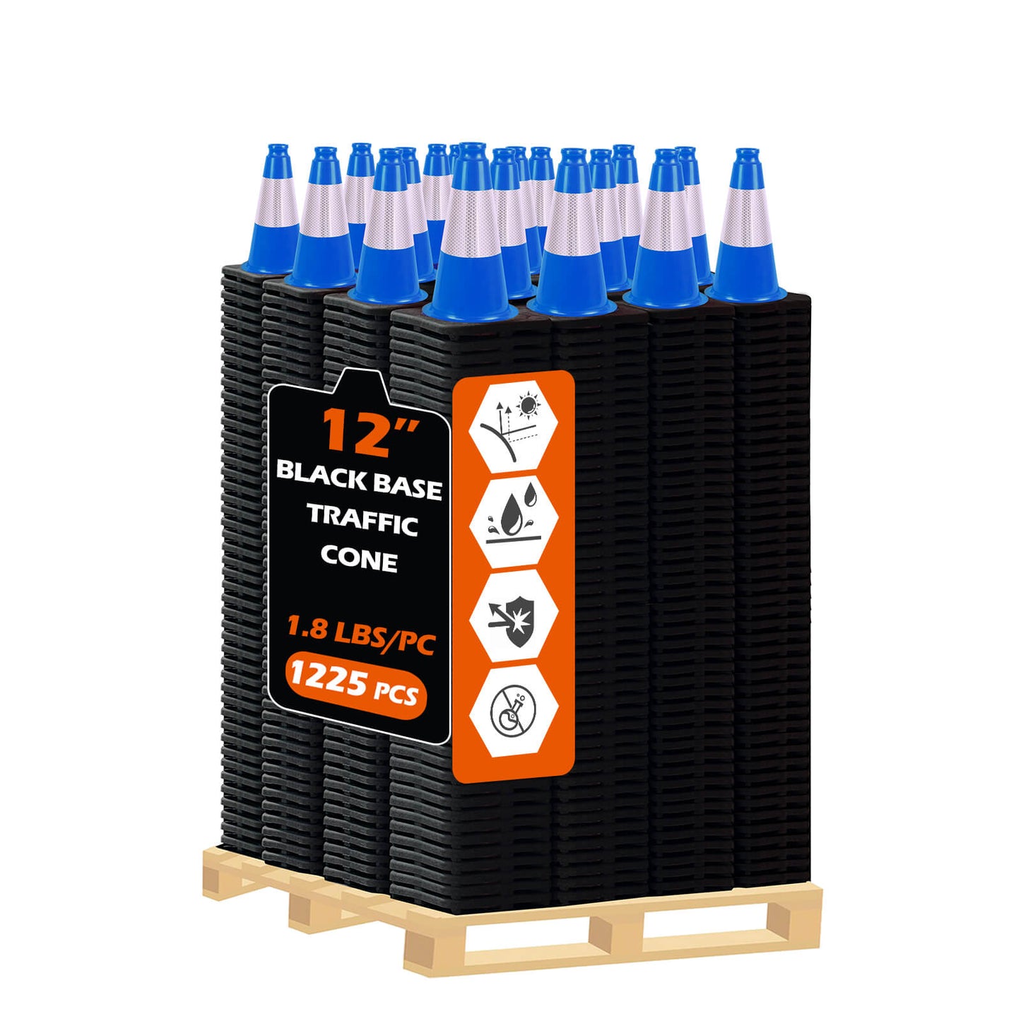 Lightweight Black Base Economy Traffic Cones