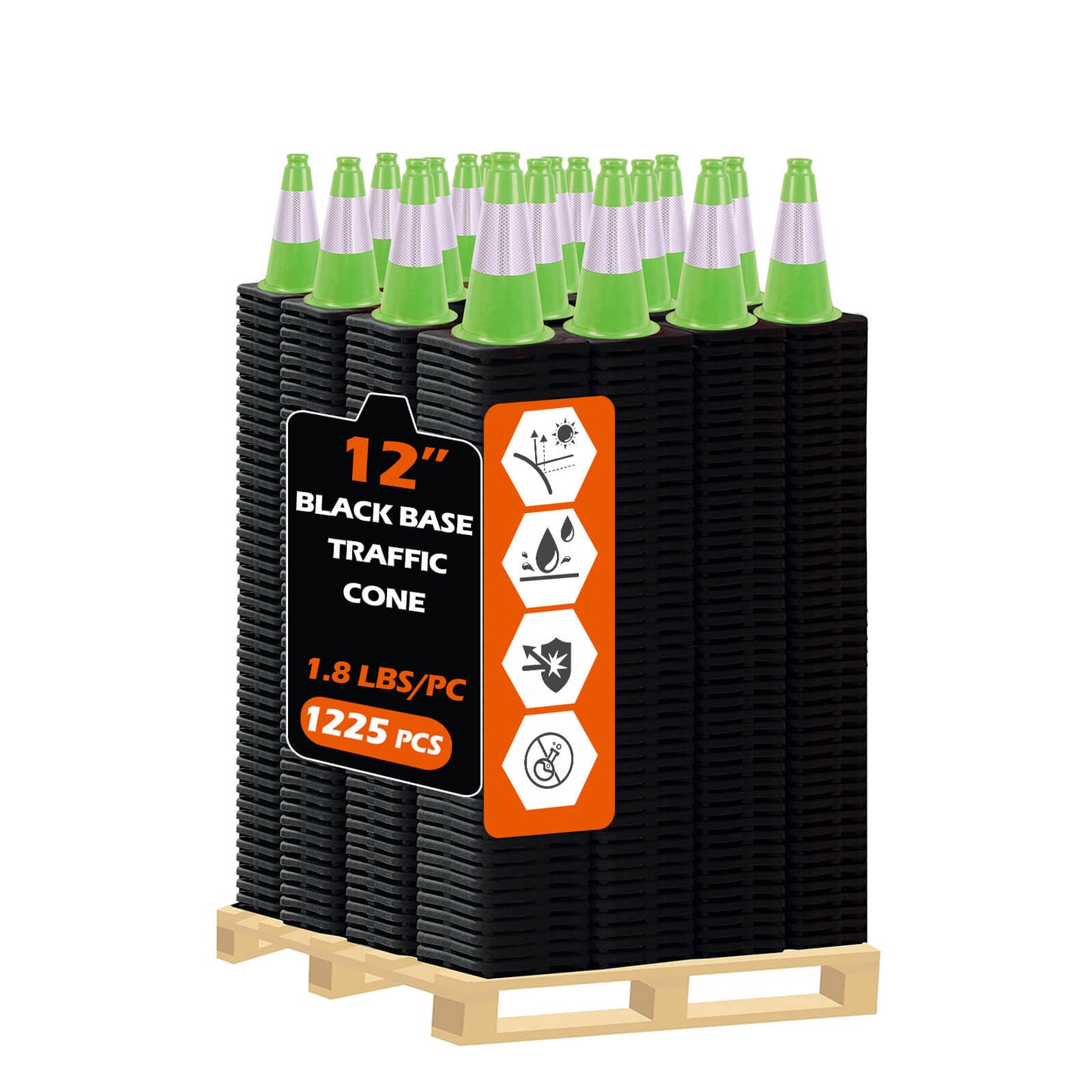 Lightweight Black Base Economy Traffic Cones